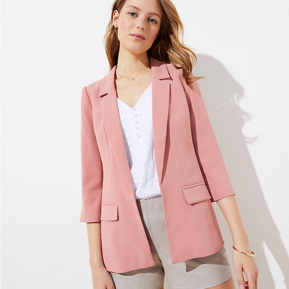 LOFT Long Open Blazer Size 2 Desert Pink